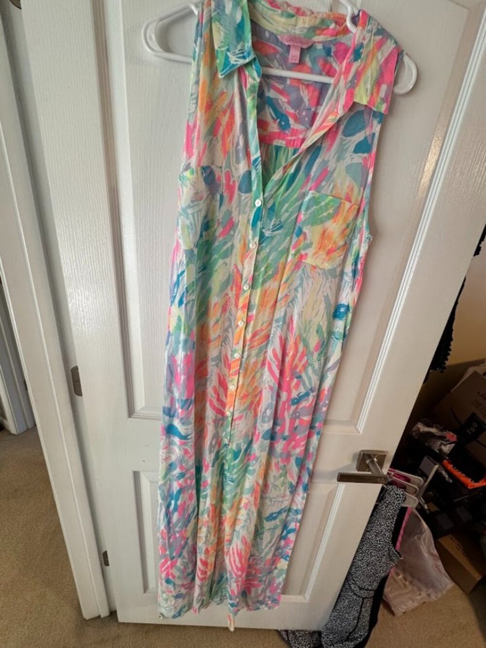 Lilly Pulitzer Ezra Maxi Beach Dress in the Sparkling Sands print